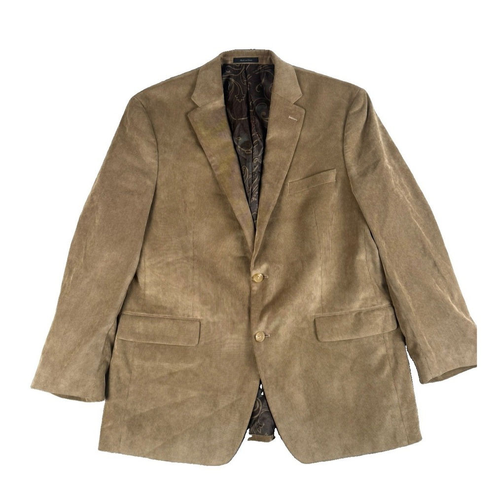 Lauren Ralph Lauren Blazer Mens 44R Tan Corduroy Sport Coat Paisley Lined